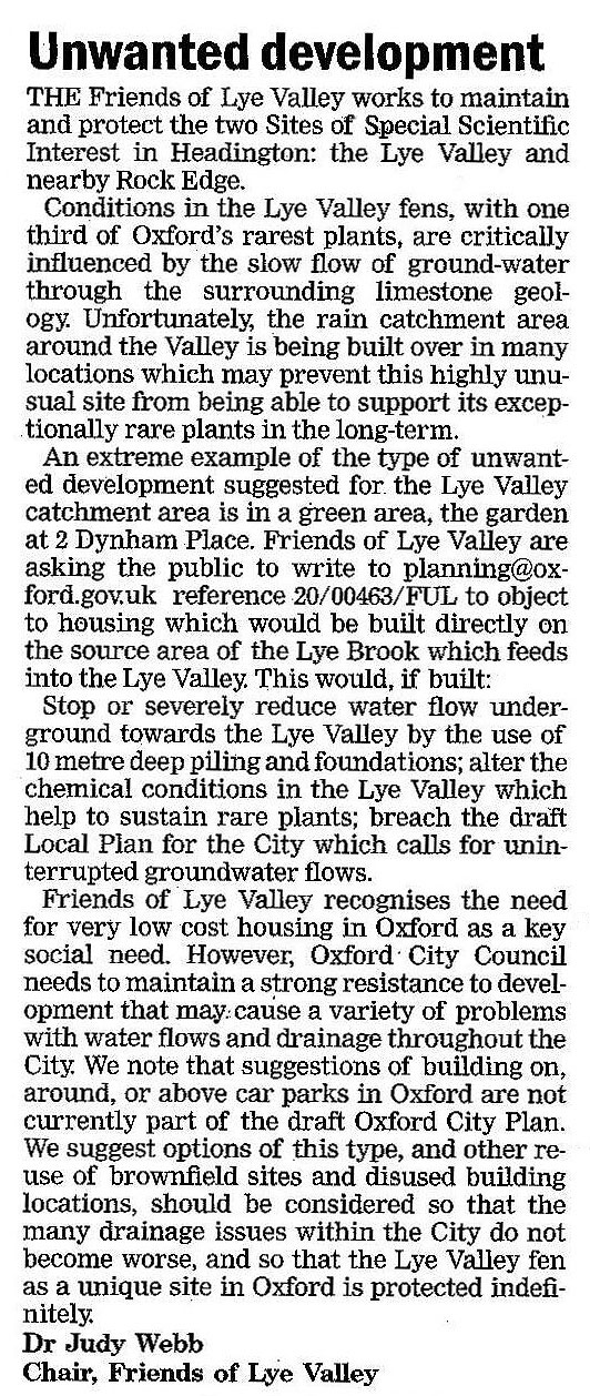 Letter about Dynham Place