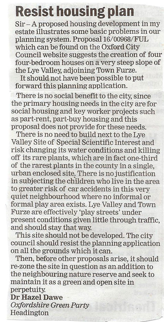 Oxford Times letter 20 May 2016